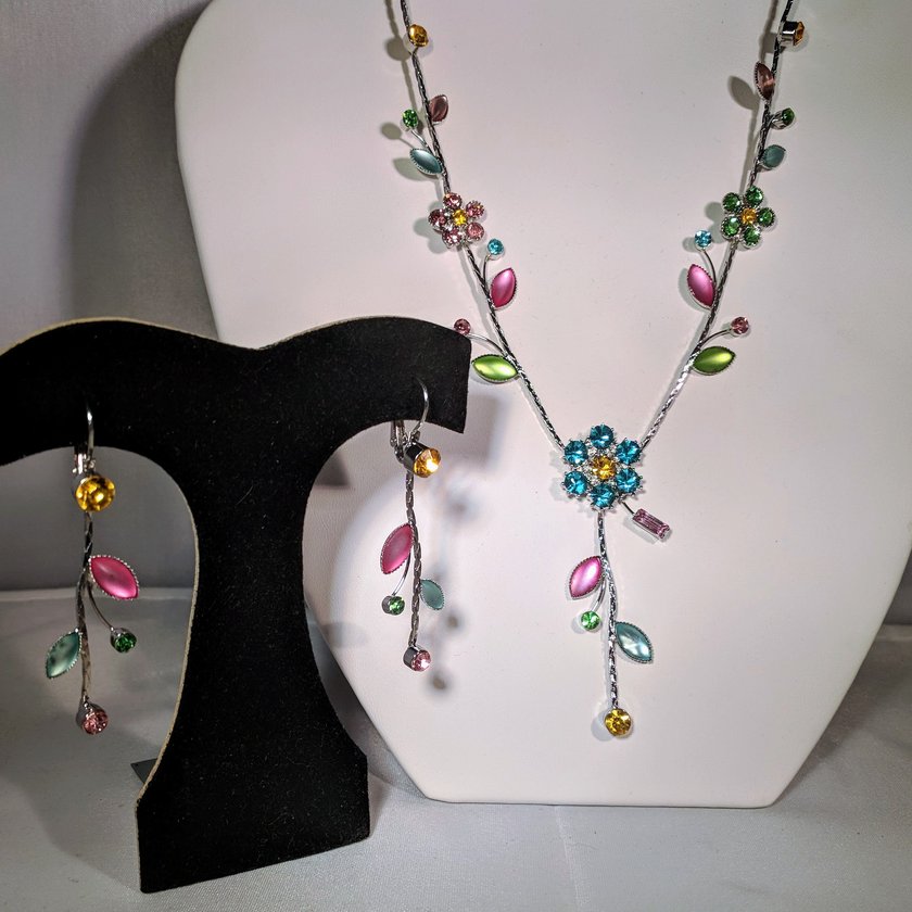 Flower Drop Necklace in Pastels